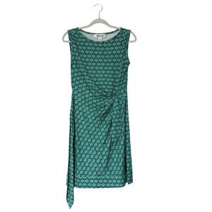 Diane von Furstenberg Della Silk Jersey Dress Retro Preppy Green Sleeveless 6